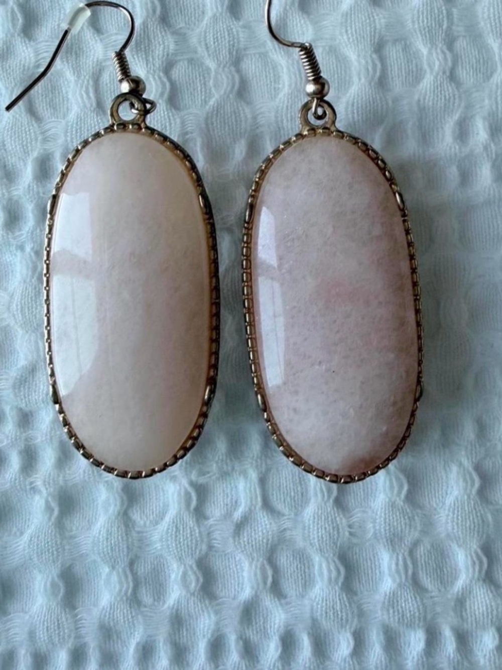 Charming Charlie Blush Oval Drop Earrings with Gold-Tone Frame